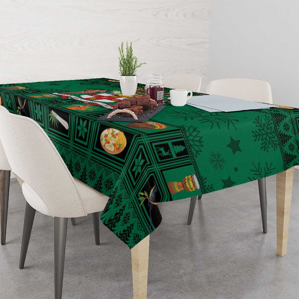 Personalized Jamaica Christmas Tablecloth Coat Of Arms - Merri Crissmuss - Wonder Print Shop