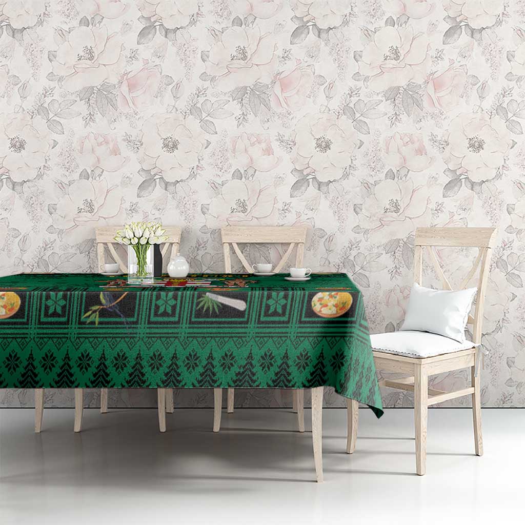 Personalized Jamaica Christmas Tablecloth Coat Of Arms - Merri Crissmuss - Wonder Print Shop