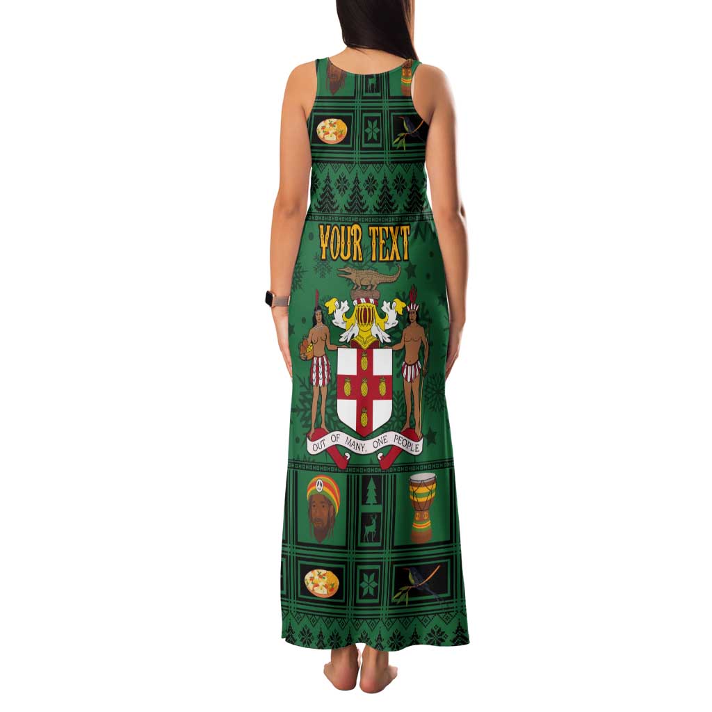 Personalized Jamaica Christmas Tank Maxi Dress Coat Of Arms - Merri Crissmuss - Wonder Print Shop