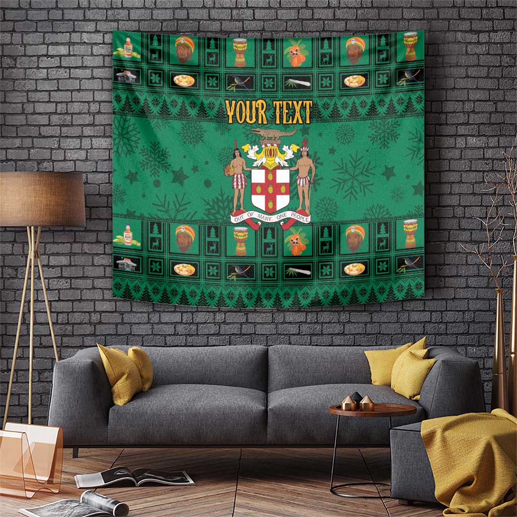 Personalized Jamaica Christmas Tapestry Coat Of Arms - Merri Crissmuss - Wonder Print Shop