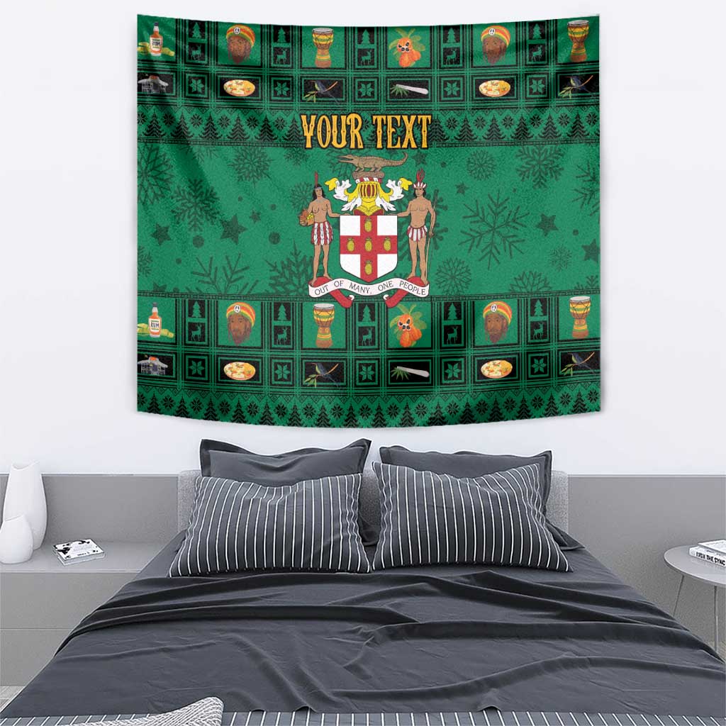 Personalized Jamaica Christmas Tapestry Coat Of Arms - Merri Crissmuss - Wonder Print Shop