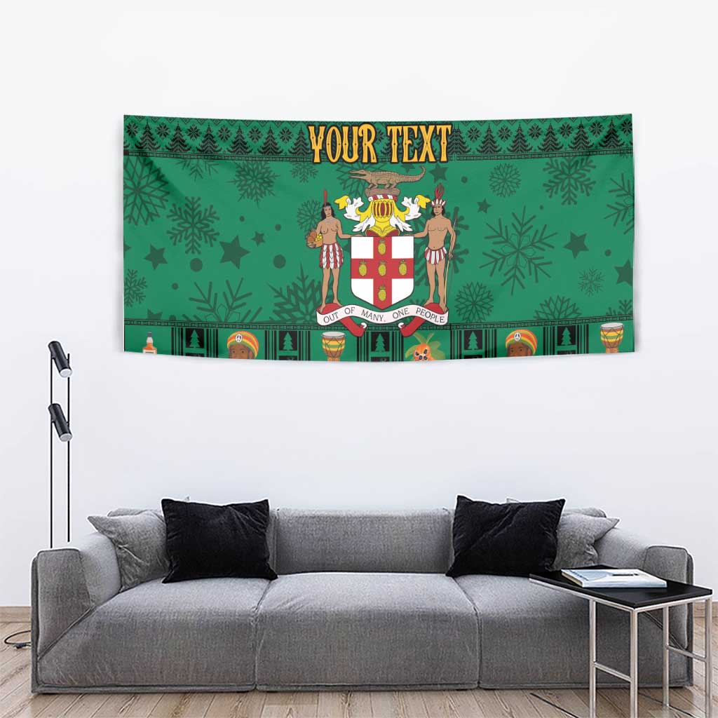 Personalized Jamaica Christmas Tapestry Coat Of Arms - Merri Crissmuss - Wonder Print Shop