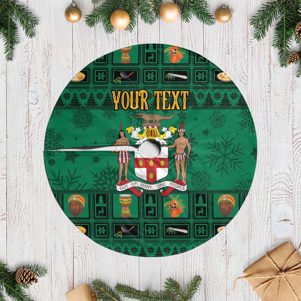 Personalized Jamaica Christmas Tree Skirt Coat Of Arms - Merri Crissmuss - Wonder Print Shop