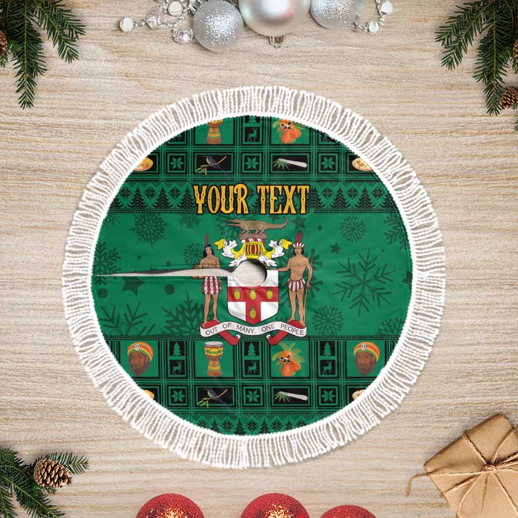 Personalized Jamaica Christmas Tree Skirt Coat Of Arms - Merri Crissmuss - Wonder Print Shop