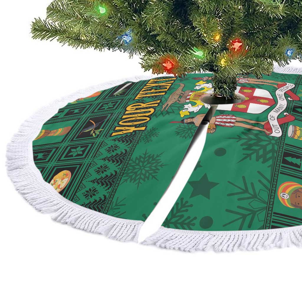 Personalized Jamaica Christmas Tree Skirt Coat Of Arms - Merri Crissmuss - Wonder Print Shop