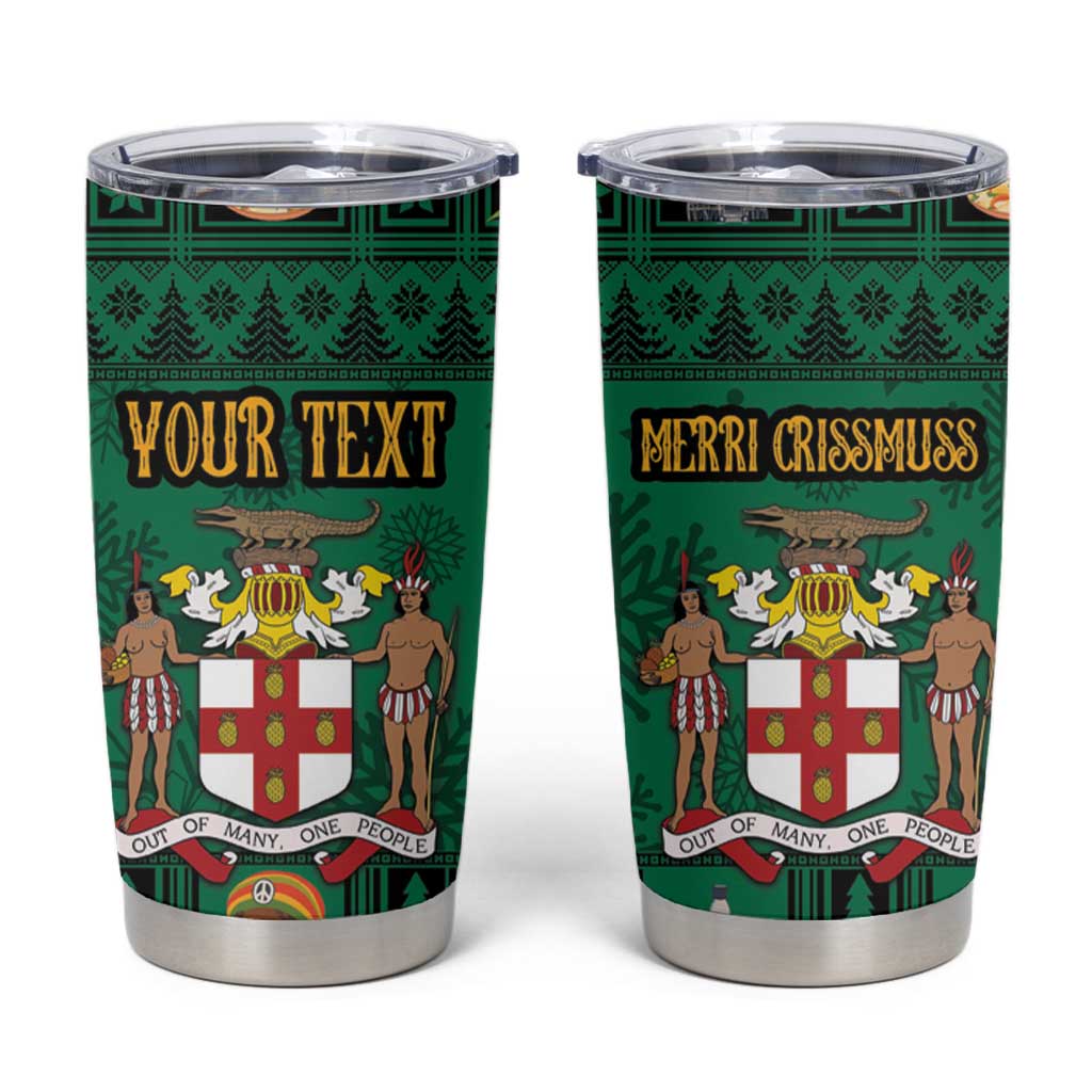 Personalized Jamaica Christmas Tumbler Cup Coat Of Arms - Merri Crissmuss - Wonder Print Shop