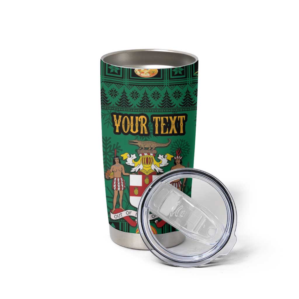 Personalized Jamaica Christmas Tumbler Cup Coat Of Arms - Merri Crissmuss - Wonder Print Shop