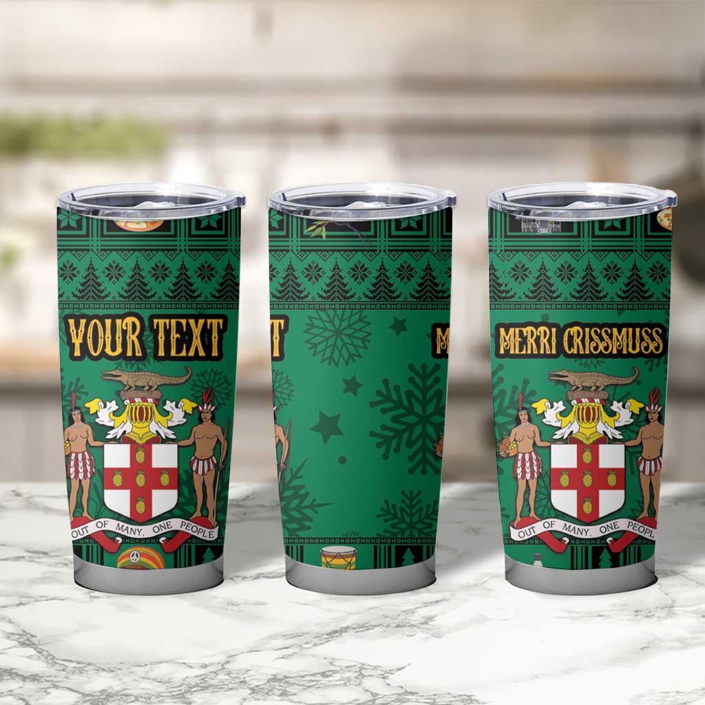 Personalized Jamaica Christmas Tumbler Cup Coat Of Arms - Merri Crissmuss - Wonder Print Shop