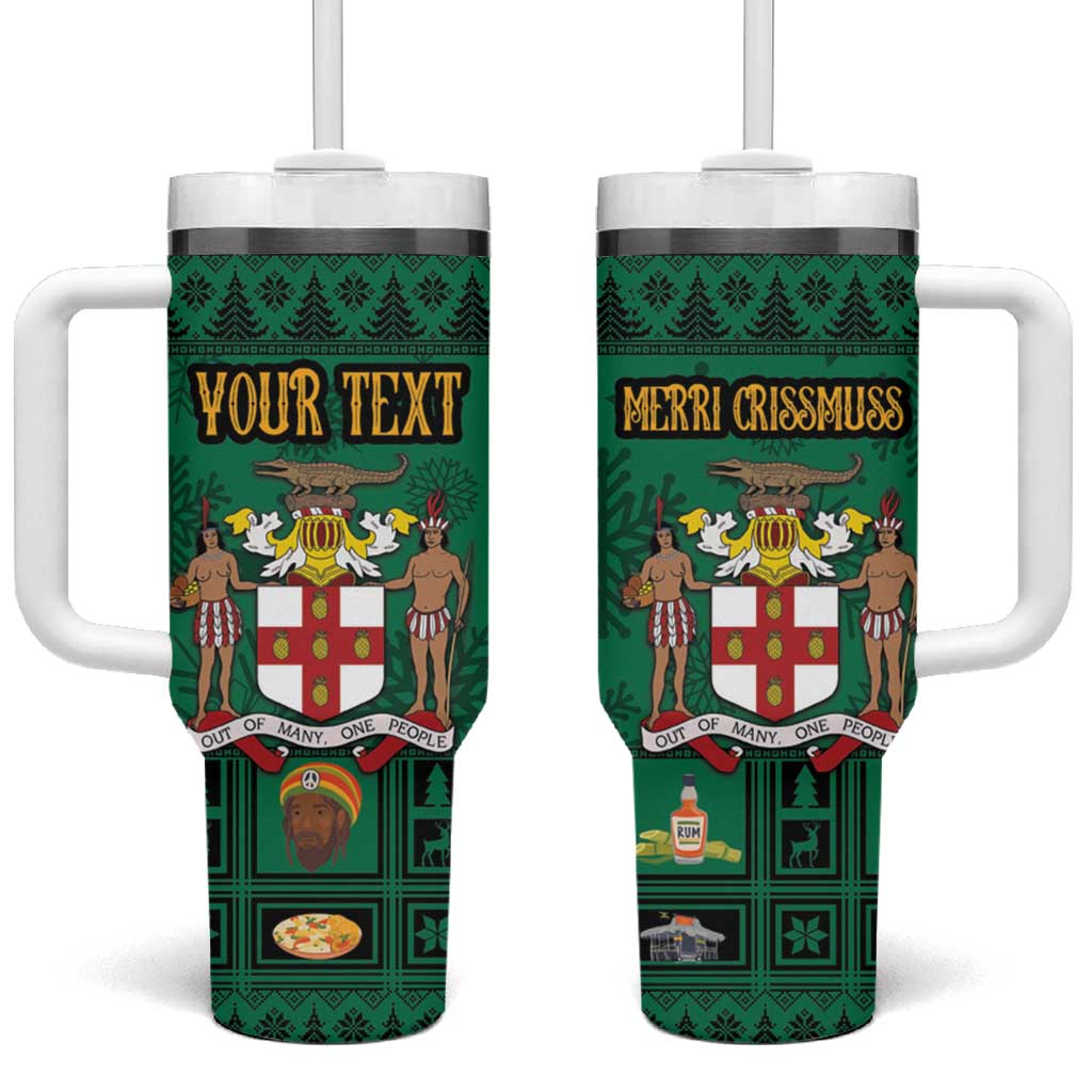Personalized Jamaica Christmas Tumbler With Handle Coat Of Arms - Merri Crissmuss - Wonder Print Shop