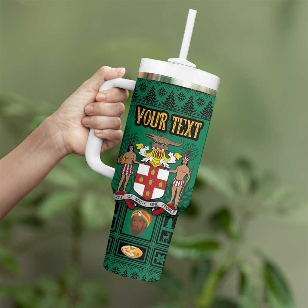 Personalized Jamaica Christmas Tumbler With Handle Coat Of Arms - Merri Crissmuss - Wonder Print Shop