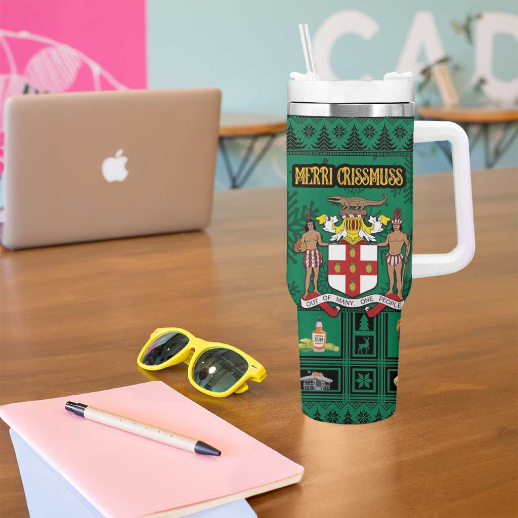 Personalized Jamaica Christmas Tumbler With Handle Coat Of Arms - Merri Crissmuss - Wonder Print Shop