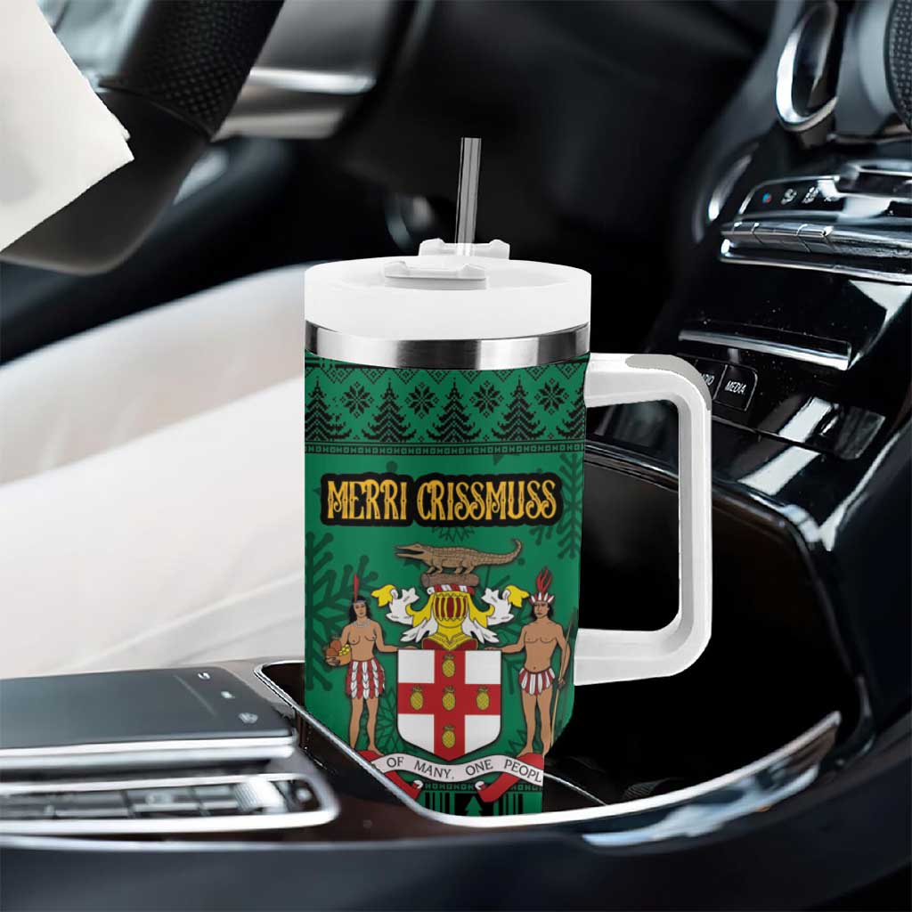 Personalized Jamaica Christmas Tumbler With Handle Coat Of Arms - Merri Crissmuss - Wonder Print Shop