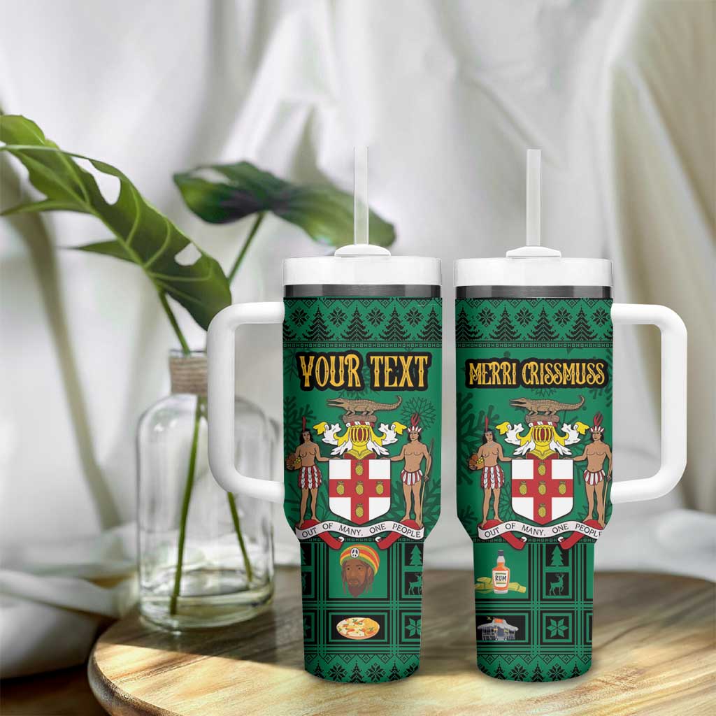 Personalized Jamaica Christmas Tumbler With Handle Coat Of Arms - Merri Crissmuss - Wonder Print Shop
