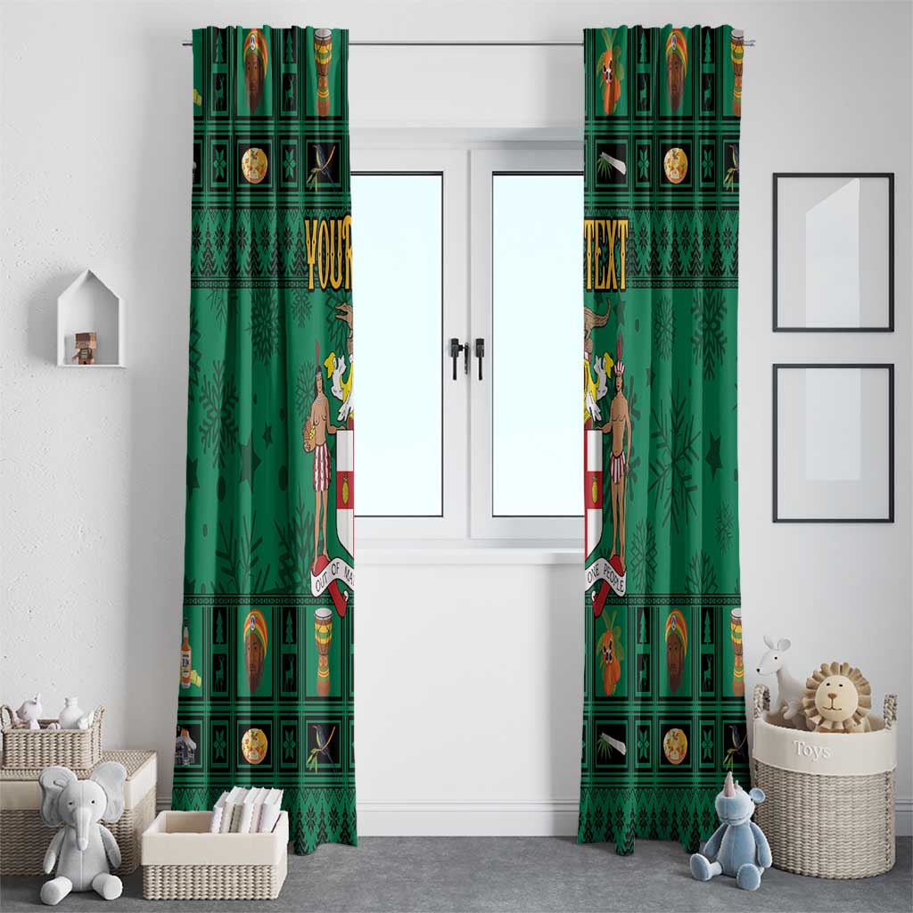 Personalized Jamaica Christmas Window Curtain Coat Of Arms - Merri Crissmuss - Wonder Print Shop