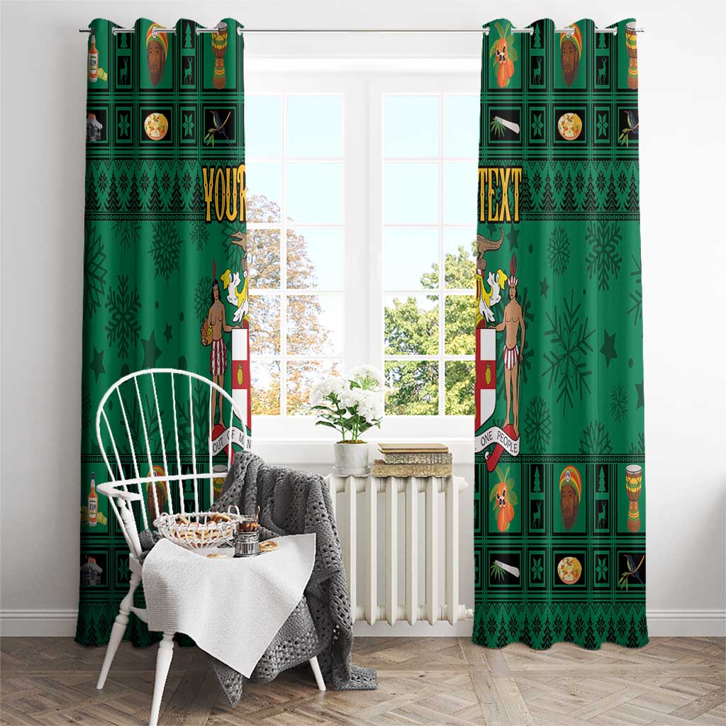 Personalized Jamaica Christmas Window Curtain Coat Of Arms - Merri Crissmuss - Wonder Print Shop