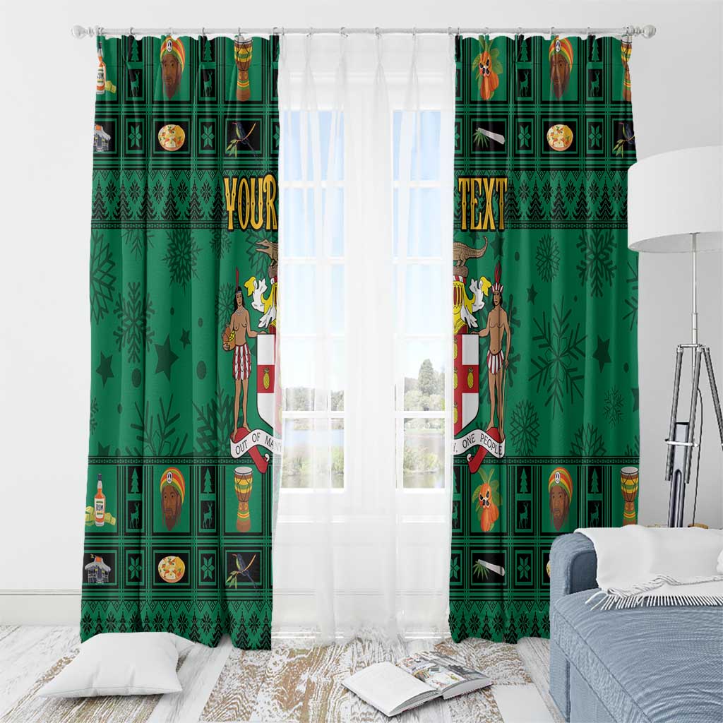 Personalized Jamaica Christmas Window Curtain Coat Of Arms - Merri Crissmuss - Wonder Print Shop