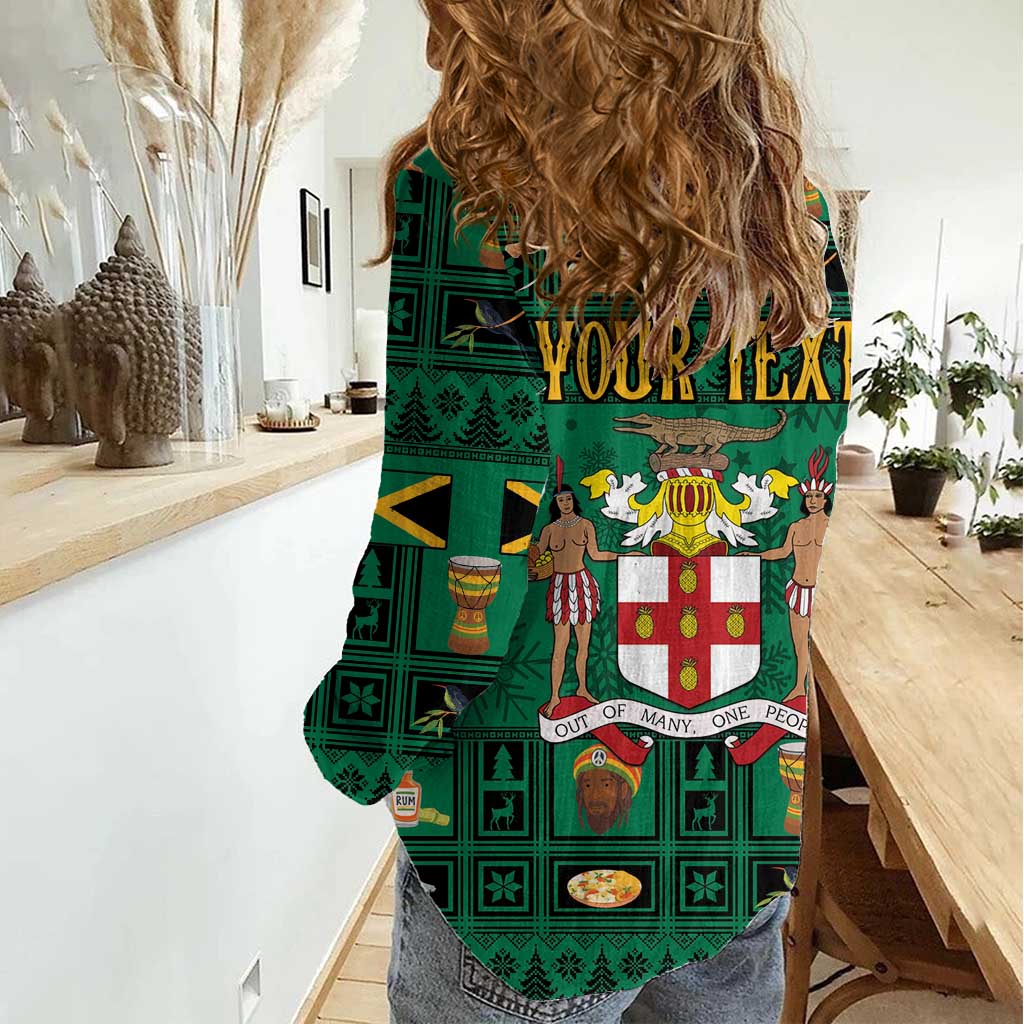 Personalized Jamaica Christmas Women Casual Shirt Coat Of Arms - Merri Crissmuss - Wonder Print Shop