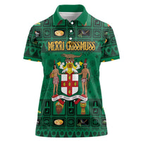 Personalized Jamaica Christmas Women Polo Shirt Coat Of Arms - Merri Crissmuss - Wonder Print Shop