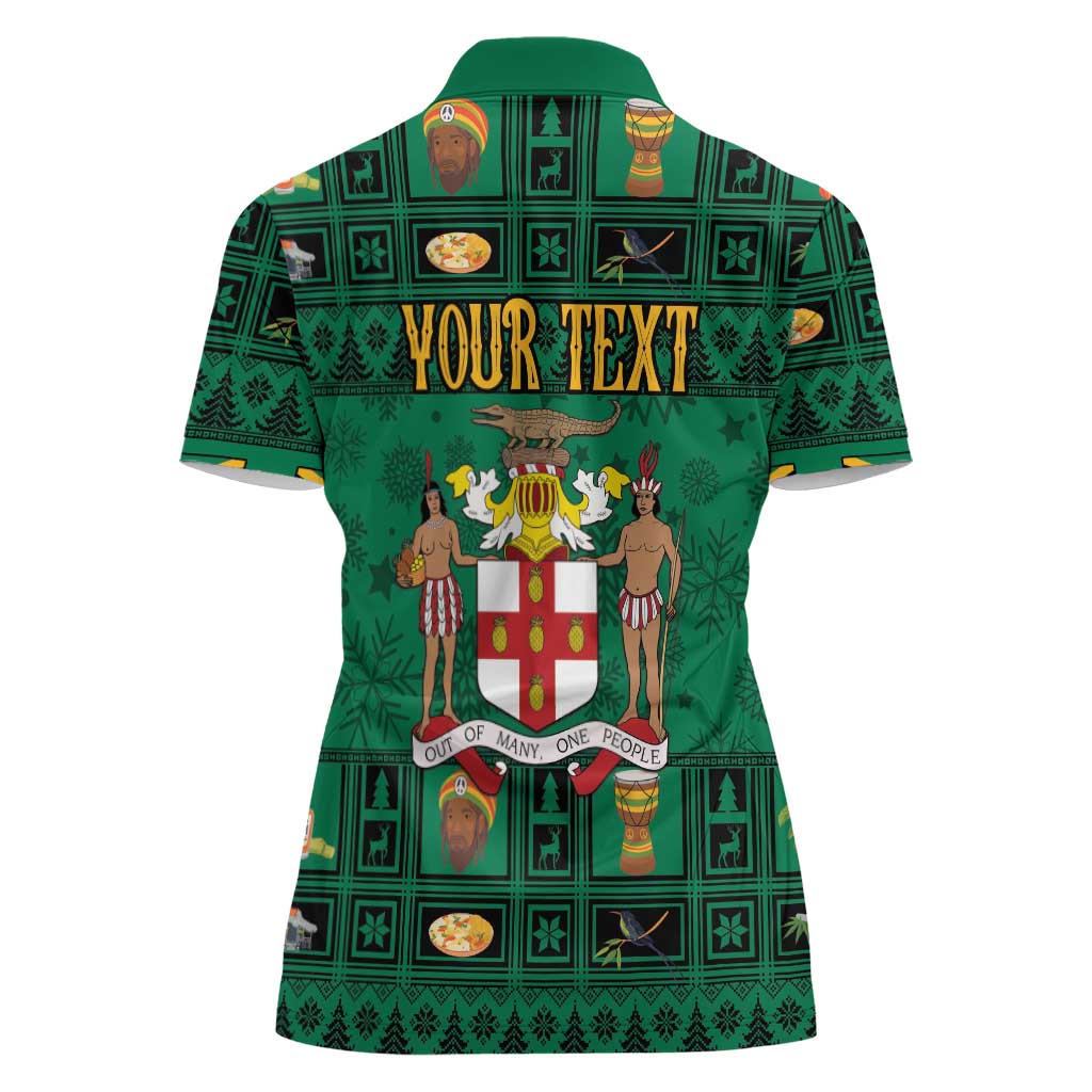 Personalized Jamaica Christmas Women Polo Shirt Coat Of Arms - Merri Crissmuss - Wonder Print Shop