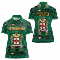 Personalized Jamaica Christmas Women Polo Shirt Coat Of Arms - Merri Crissmuss - Wonder Print Shop