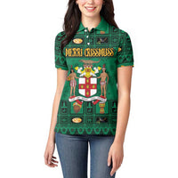 Personalized Jamaica Christmas Women Polo Shirt Coat Of Arms - Merri Crissmuss - Wonder Print Shop