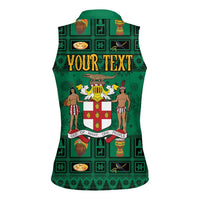 Personalized Jamaica Christmas Women Sleeveless Polo Shirt Coat Of Arms - Merri Crissmuss - Wonder Print Shop