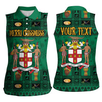 Personalized Jamaica Christmas Women Sleeveless Polo Shirt Coat Of Arms - Merri Crissmuss - Wonder Print Shop