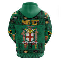 Personalized Jamaica Christmas Zip Hoodie Coat Of Arms - Merri Crissmuss - Wonder Print Shop