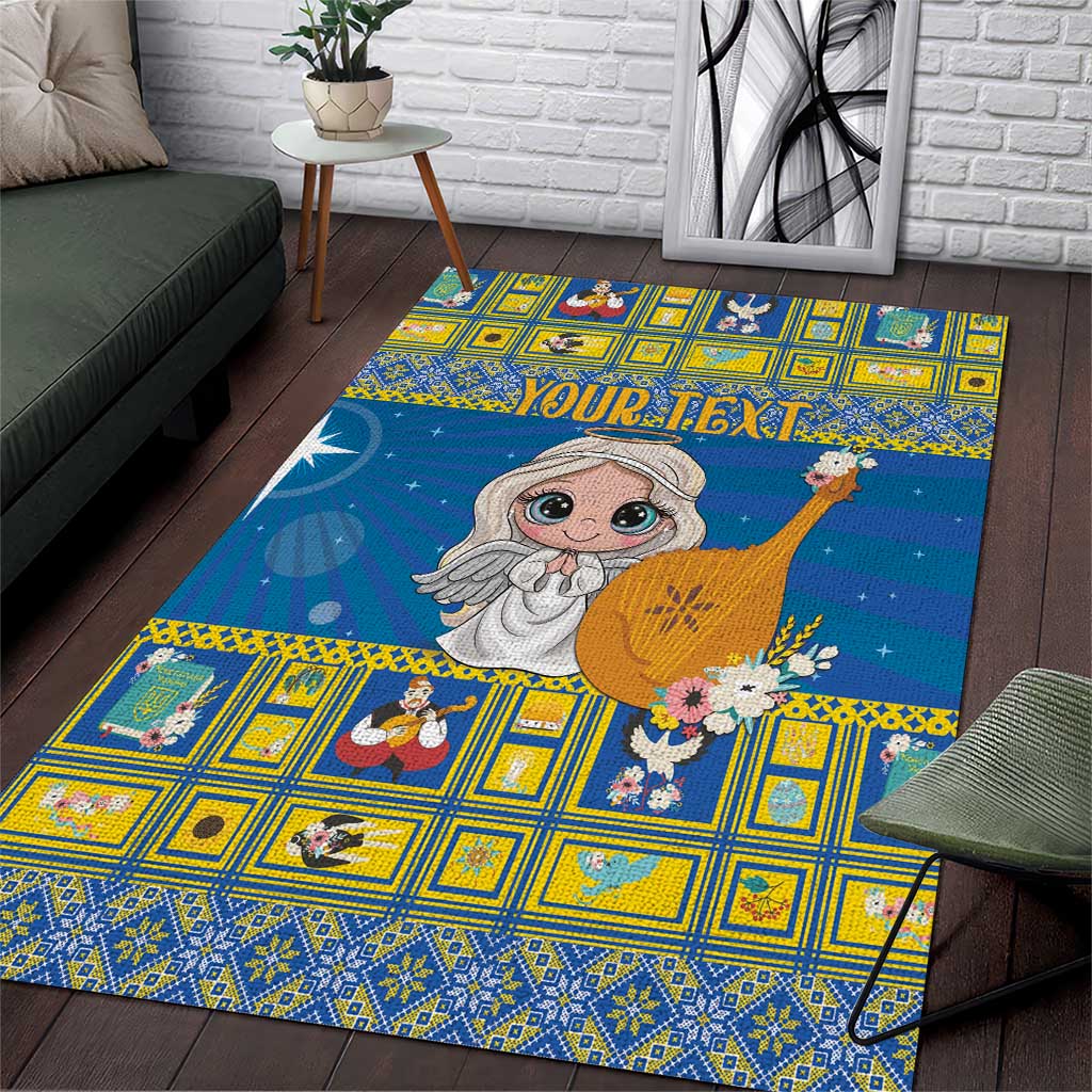 Personalized Ukraine Christmas Area Rug Star of Bethlehem With Angle Funny - Wonder Print Shop