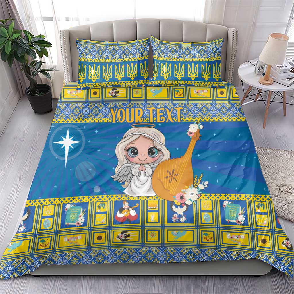 Personalized Ukraine Christmas Bedding Set Star of Bethlehem With Angle Funny - Wonder Print Shop