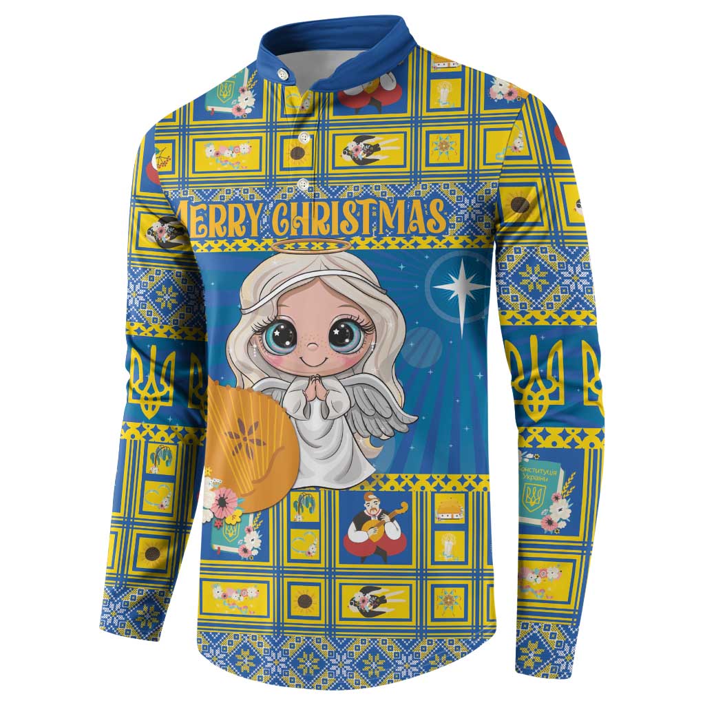 Personalized Ukraine Christmas Button Sweatshirt Star of Bethlehem With Angle Funny - Wonder Print Shop