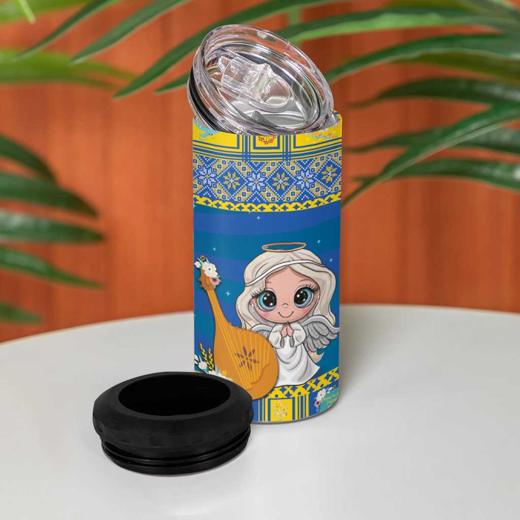 Personalized Ukraine Christmas 4 in 1 Can Cooler Tumbler Star of Bethlehem With Angle Funny - Wonder Print Shop