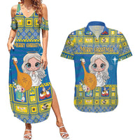 Personalized Ukraine Christmas Couples Matching Summer Maxi Dress and Hawaiian Shirt Star of Bethlehem With Angle Funny - Wonder Print Shop
