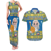 Personalized Ukraine Christmas Couples Matching Tank Maxi Dress and Hawaiian Shirt Star of Bethlehem With Angle Funny - Wonder Print Shop