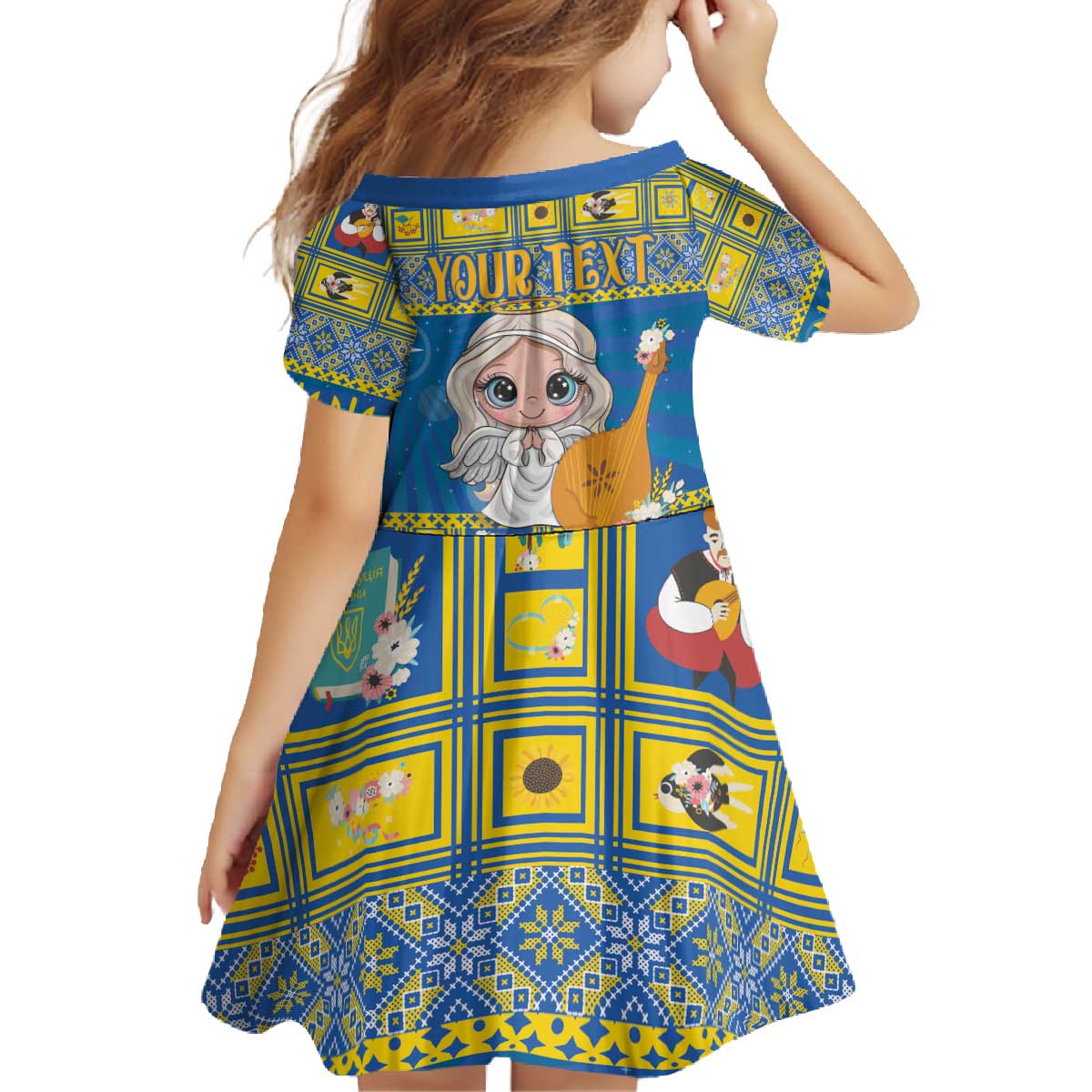 Personalized Ukraine Christmas Family Matching Off The Shoulder Long Sleeve Dress and Hawaiian Shirt Star of Bethlehem With Angle Funny - Wonder Print Shop