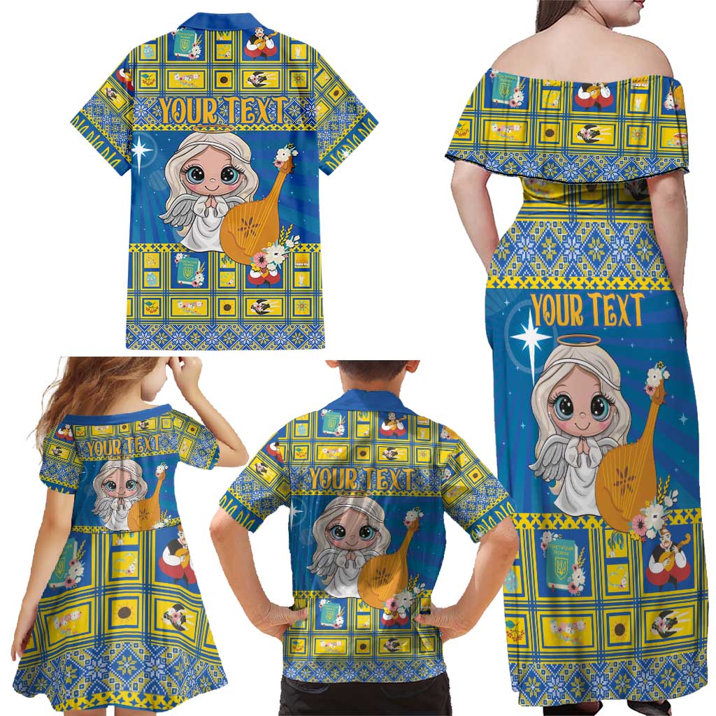 Personalized Ukraine Christmas Family Matching Off Shoulder Maxi Dress and Hawaiian Shirt Star of Bethlehem With Angle Funny - Wonder Print Shop