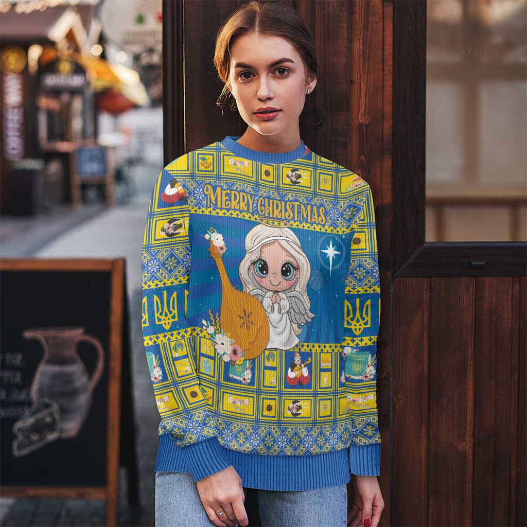 Personalized Ukraine Christmas Ugly Christmas Sweater Star of Bethlehem With Angle Funny - Wonder Print Shop