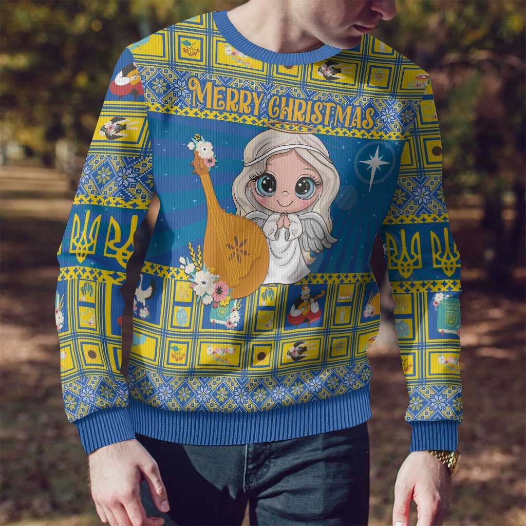 Personalized Ukraine Christmas Ugly Christmas Sweater Star of Bethlehem With Angle Funny - Wonder Print Shop