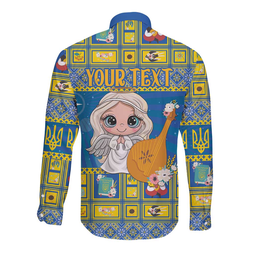 Personalized Ukraine Christmas Long Sleeve Button Shirt Star of Bethlehem With Angle Funny - Wonder Print Shop