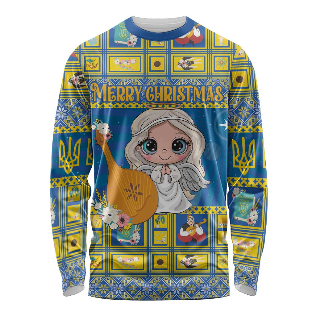 Personalized Ukraine Christmas Long Sleeve Shirt Star of Bethlehem With Angle Funny - Wonder Print Shop