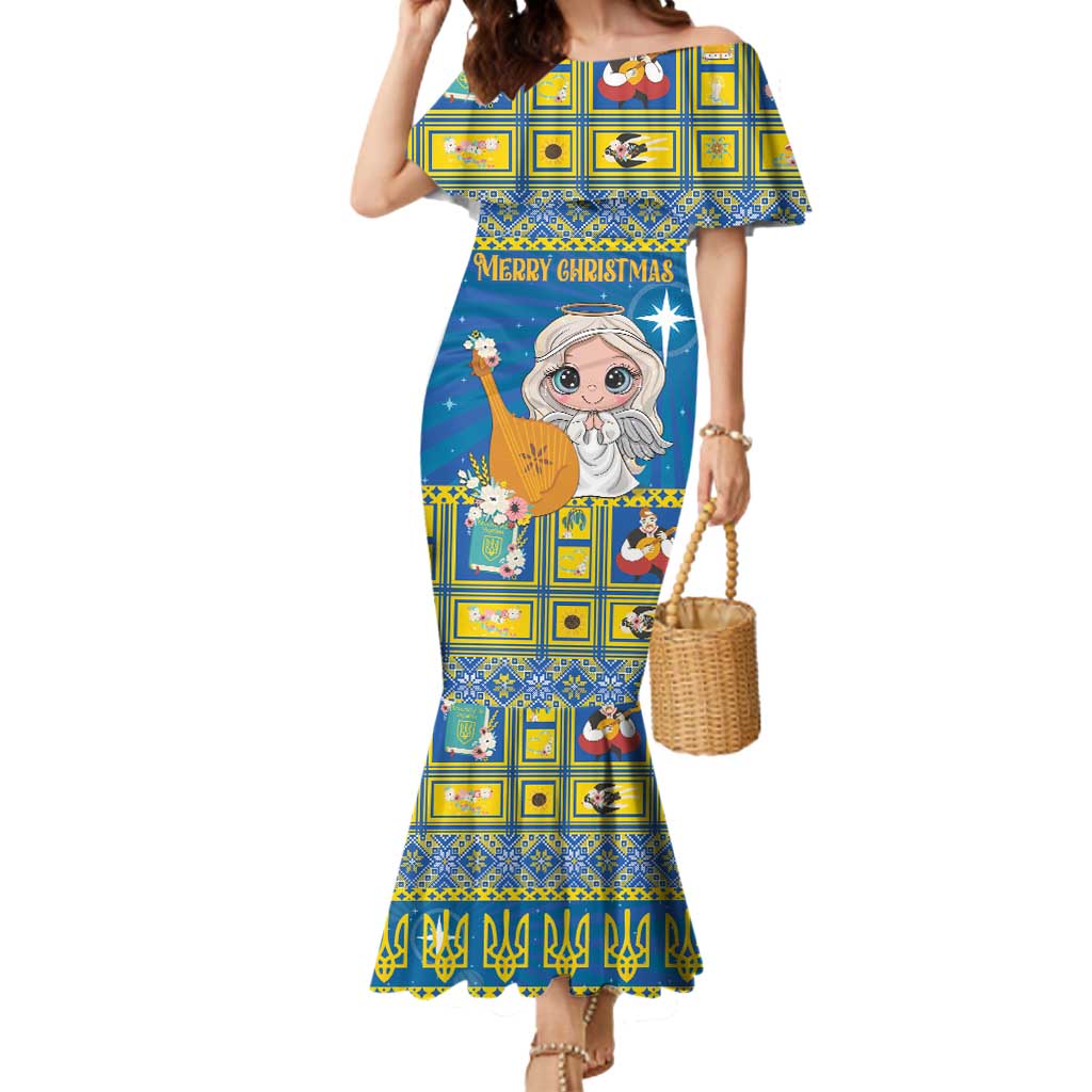 Personalized Ukraine Christmas Mermaid Dress Star of Bethlehem With Angle Funny - Wonder Print Shop