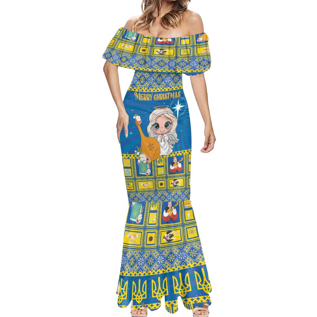 Personalized Ukraine Christmas Mermaid Dress Star of Bethlehem With Angle Funny - Wonder Print Shop