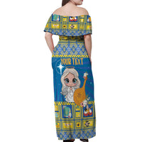 Personalized Ukraine Christmas Off Shoulder Maxi Dress Star of Bethlehem With Angle Funny - Wonder Print Shop