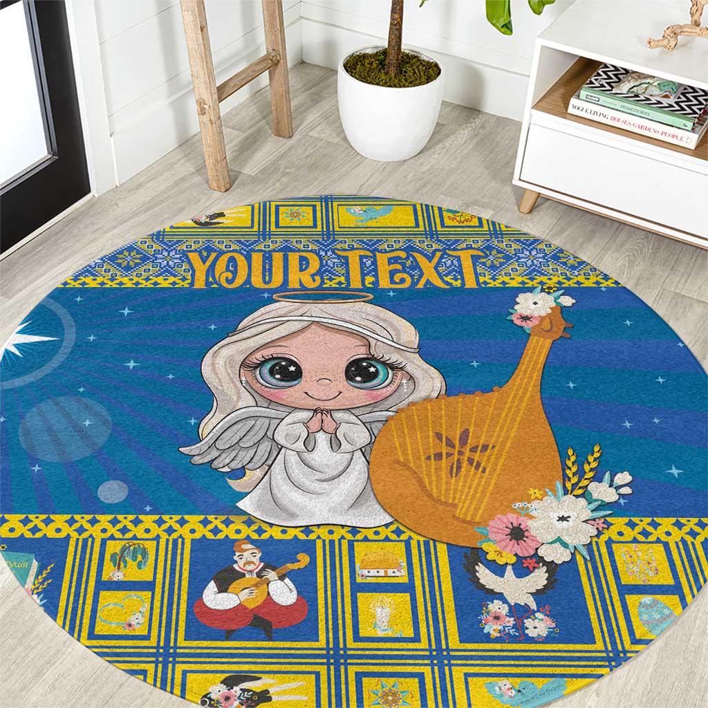 Personalized Ukraine Christmas Round Carpet Star of Bethlehem With Angle Funny