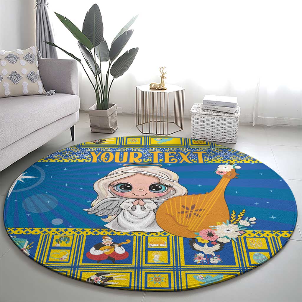 Personalized Ukraine Christmas Round Carpet Star of Bethlehem With Angle Funny
