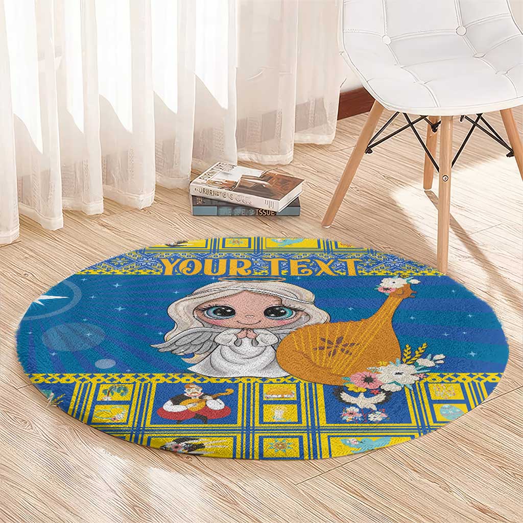 Personalized Ukraine Christmas Round Carpet Star of Bethlehem With Angle Funny
