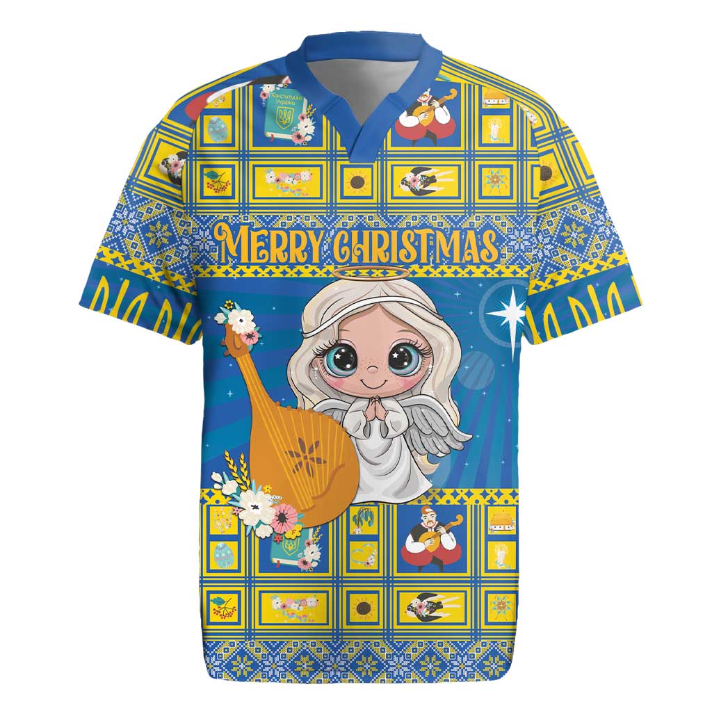 Personalized Ukraine Christmas Rugby Jersey Star of Bethlehem With Angle Funny - Wonder Print Shop