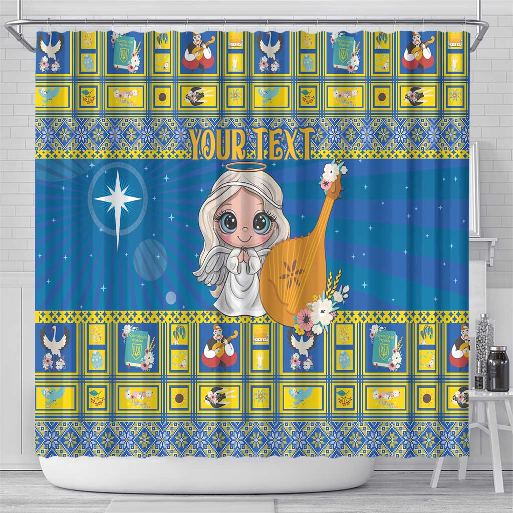 Personalized Ukraine Christmas Shower Curtain Star of Bethlehem With Angle Funny