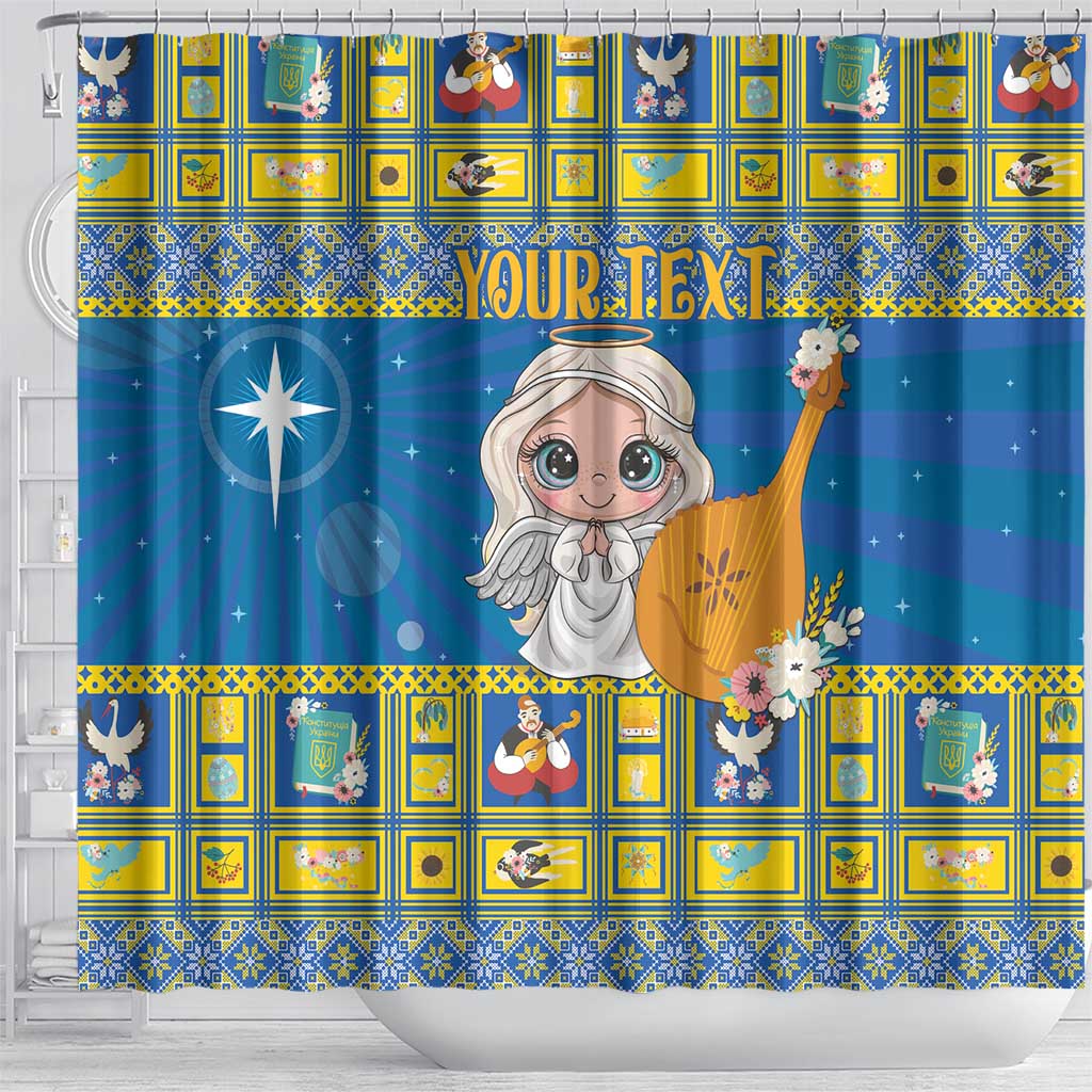 Personalized Ukraine Christmas Shower Curtain Star of Bethlehem With Angle Funny