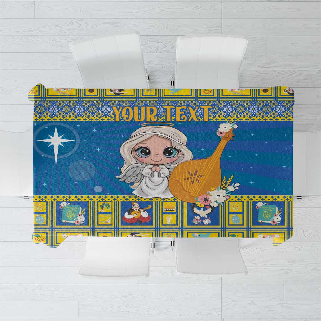 Personalized Ukraine Christmas Tablecloth Star of Bethlehem With Angle Funny - Wonder Print Shop